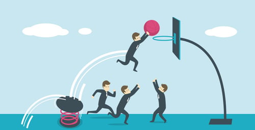 Business people slam dunk