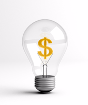 Dollar sign in light bulb