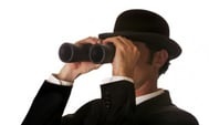 man with binoculars