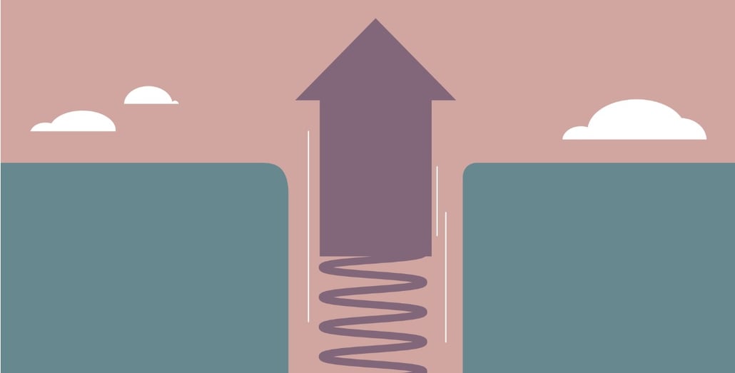 arrows and coils springing from a deep hole