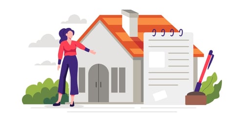 lady-front-of-house-contract-buy-mortgage
