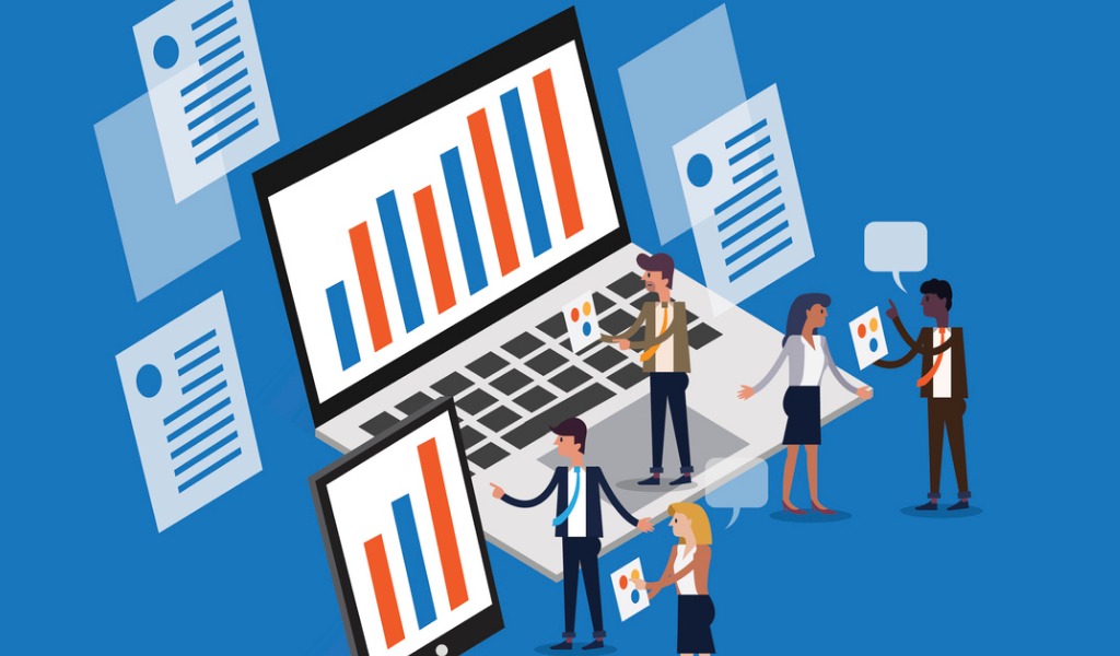 flat-isometric-design-of-data-analysis-and-technology-concept-vector-id672001724