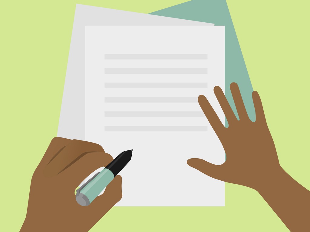 lefthanded-signature-on-paper-concept-illustration-vector-id910619128