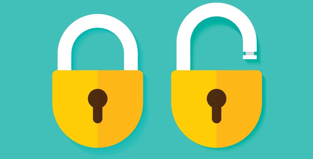 lock-open-and-closed-vector-icons-isolated-on-blue-background-vector-id530415768
