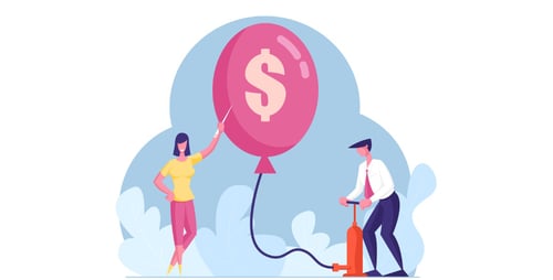 man-inflating-balloon-woman-ready-to-pop-it