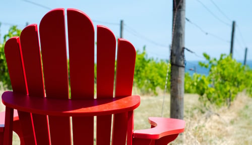 red-muskoka-chair-in-prince-edward-county