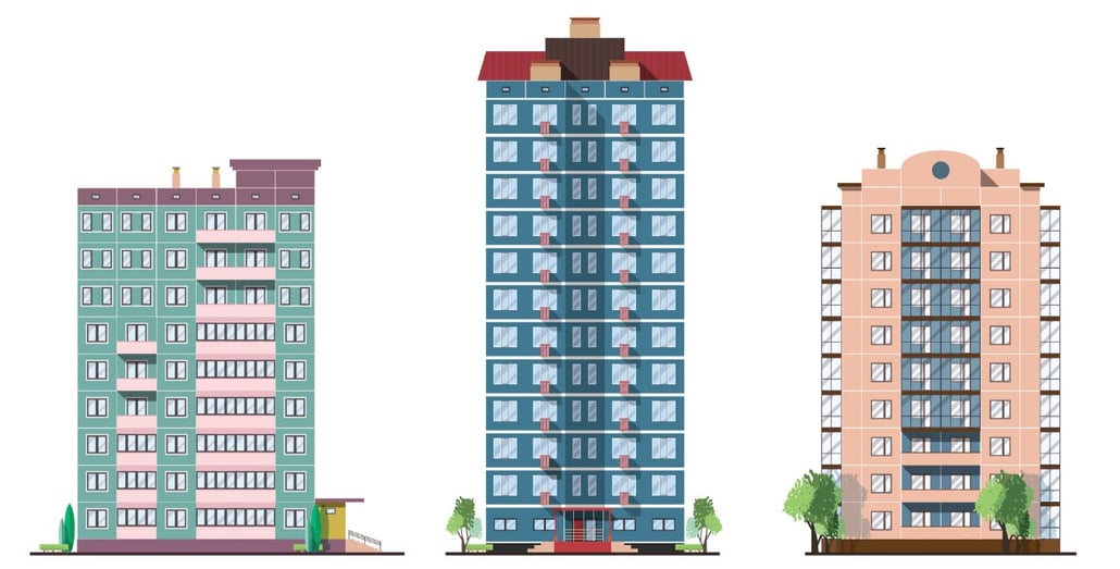 set-of-different-panel-residential-houses-vector-id690423164