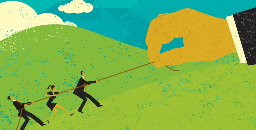 tug-of-war-with-big-business-vector-id472383309