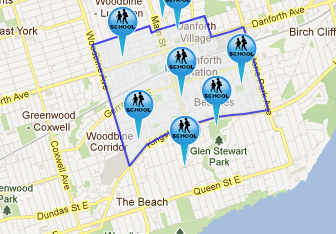 East End Danforth Map