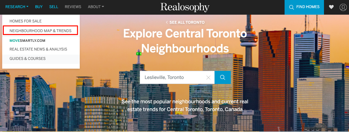 Realosophy.com website Toronto and Greater Toronto Area neighbourhoods